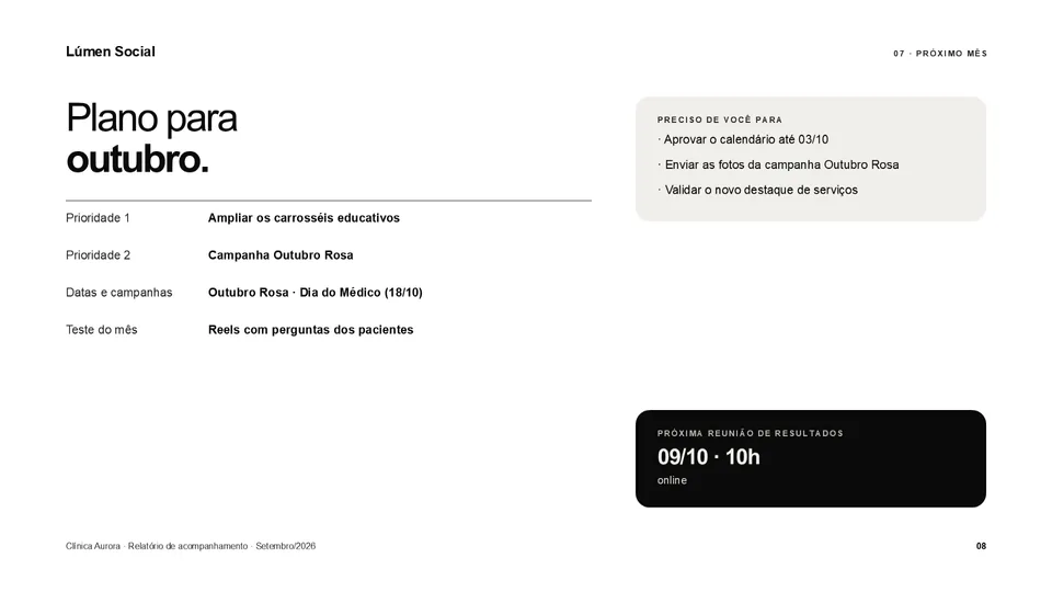 Slide do plano do próximo mês